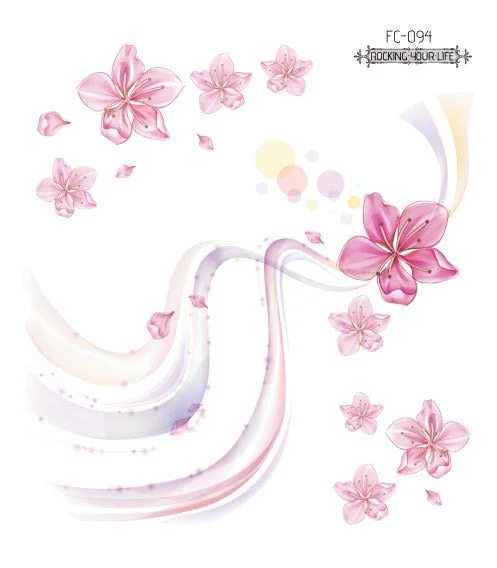 24 Kinds Flower Tattoo Temporary Body Sticker Gradient Color Pink Sakura Flowers Disposable tatouage temporaire