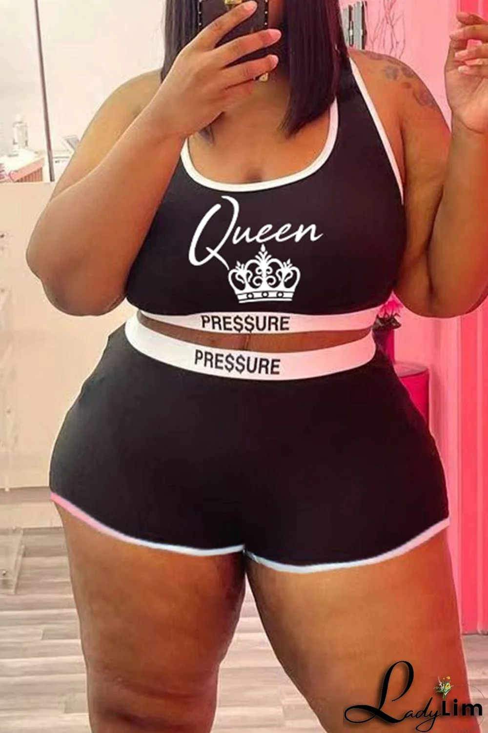 Red Casual Print Split Joint U Neck Sleeveless Two Pieces