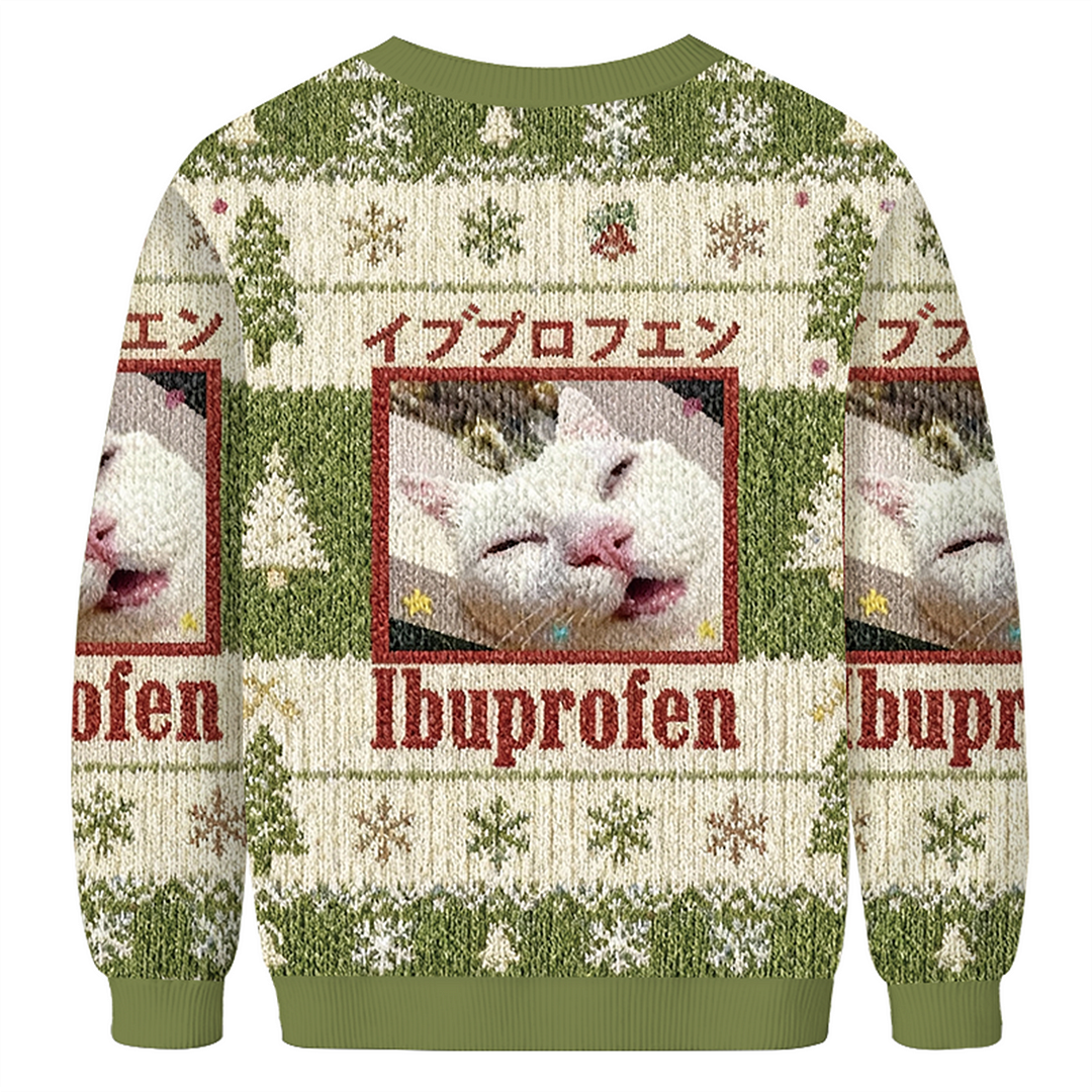 Christmas Cat Print Sweatshirt-inspireuse