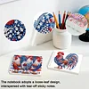 2 Pack USA Flag Rooster DIY Diamond Art Spiral Notebook Kit 80 Pages No Lines