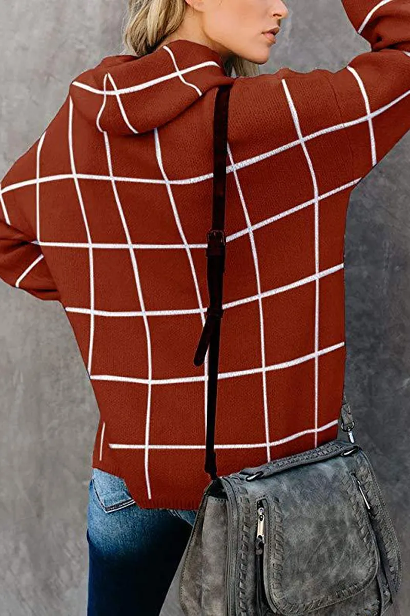Turtleneck Plaid Casual Sweater
