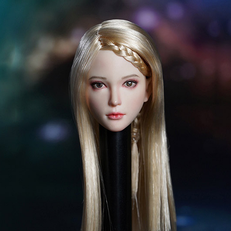 Super Duck Asian Female 1/6 Scale Head Sculpt SDH028D (Long Blonde Wavy Hair)