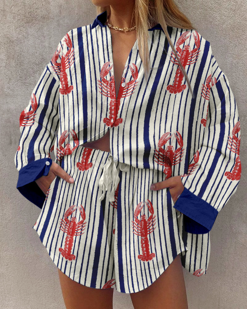 Mature Women Hip Hop Hawaii 3D Digital Printing Long-sleeve Suits