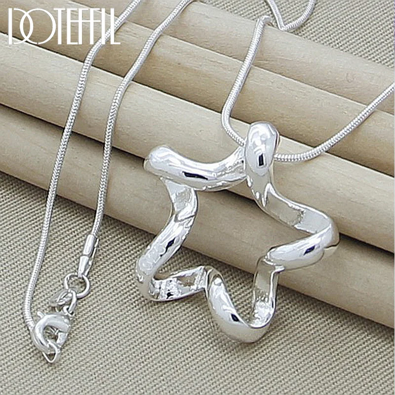 DOTEFFIL 925 Sterling Silver Starfish Pendant Necklace 16-30 Inch Snake Chain For Women Jewelry