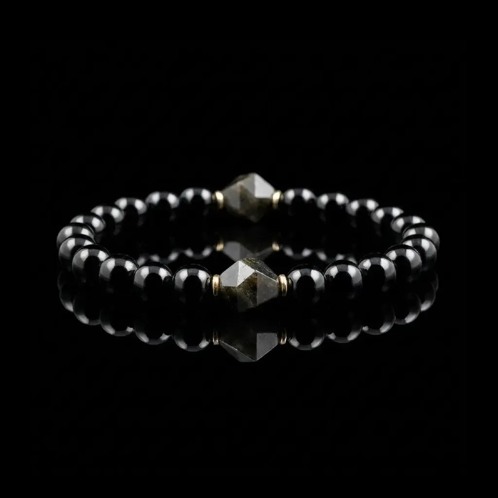 JiStones Midnight Guardian | 8mm Natural Black Tourmaline & Sapphire Crystal Bracelet