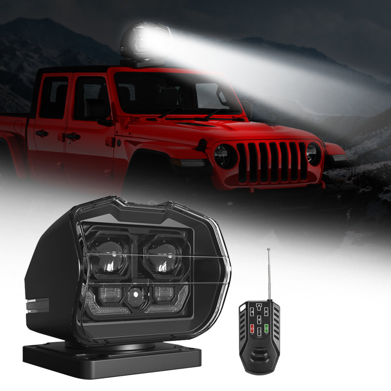 360° LED Remote Controlled Search Spotlight With Blue Backlights For Off-road