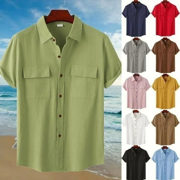 Letclo™ Men's Linen Short Sleeve Shirt letclo Letclo