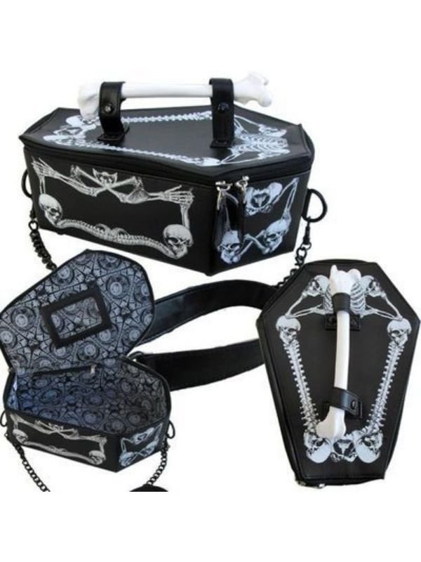 Punk Fashion PU Chains Skull Box Bag