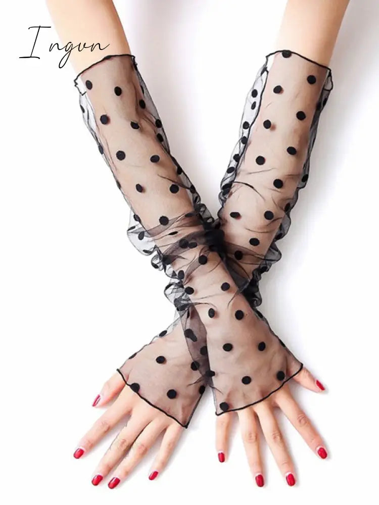 Ingvn - Sun Protection Mesh Lace Sleevelet Black / One_Size Warmers