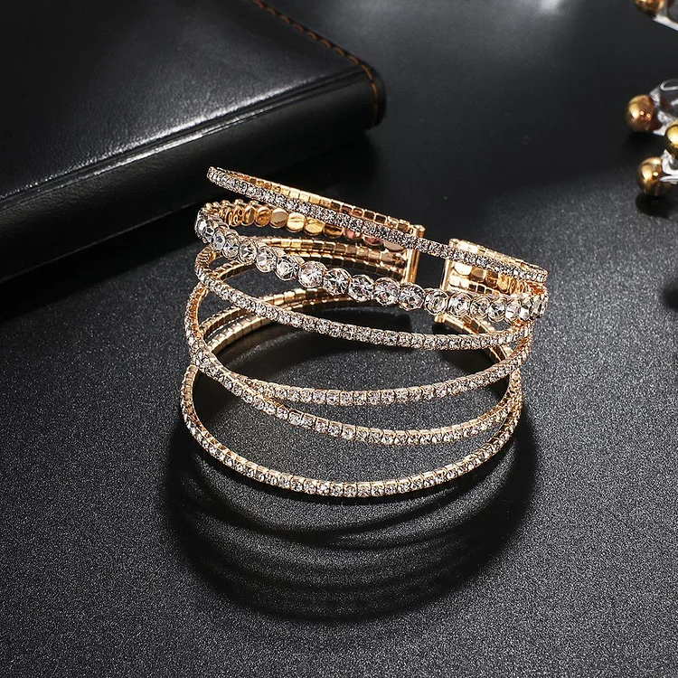 Layer Design Full Crystals Lady Prom Bracelet