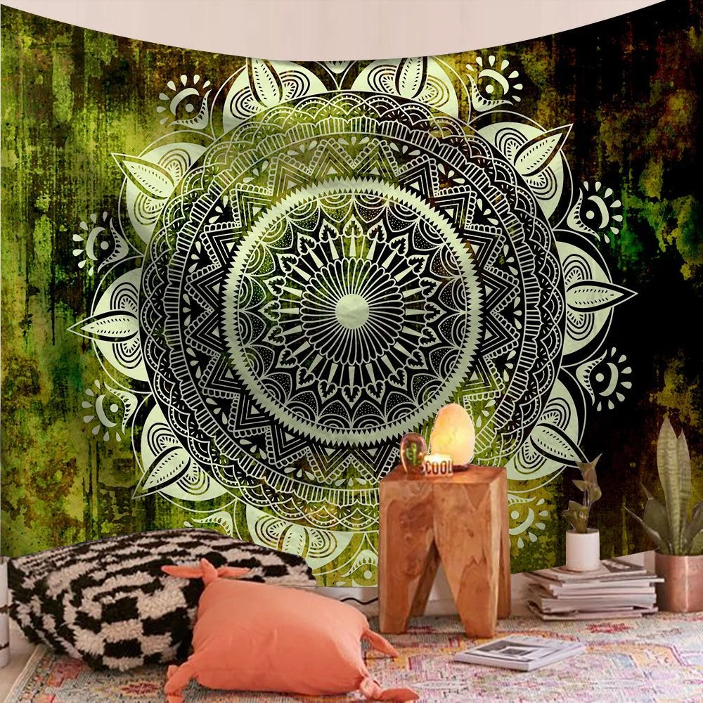Polyester Mandala Print Tapestry Wall Hanging Carpet Throw Yoga Beach Mat Blanket Large 150*200cm Sleeping pad wall art Tapestry
