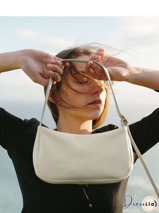 Solid Color Baguette Underarm Bag