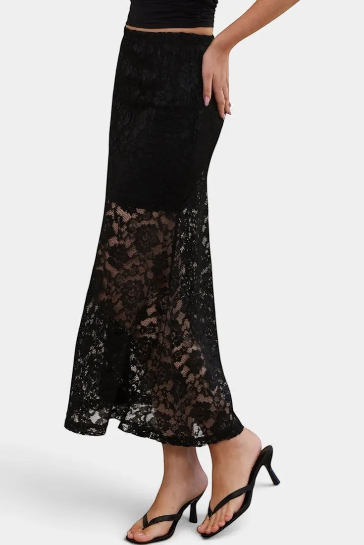 Lace Mermaid Maxi Skirt with High Waist