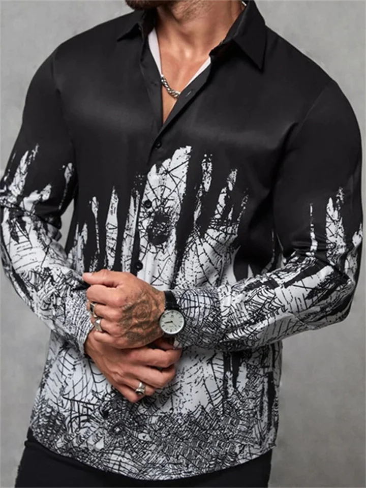 Fall and Winter Models Men's 3D Printing Cardigan Long-sleeved Shirt Lapel Casual Fashion Street Tide Shirt S-6XL-Cosfine