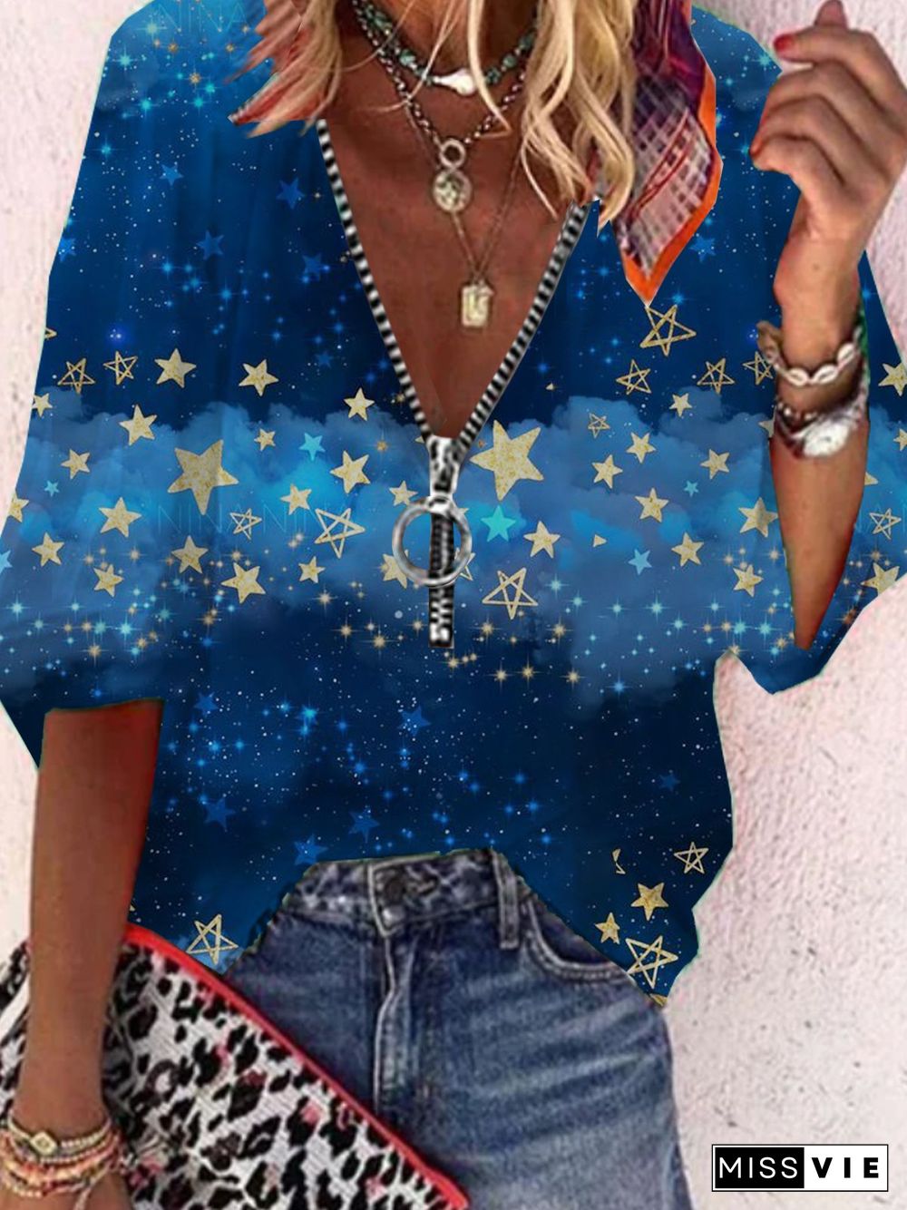 Shift 3/4 Sleeve Casual Tops