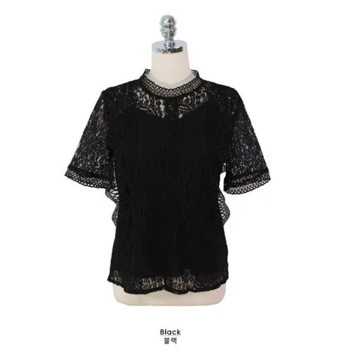 2021 Spring Summer Fashion Slim Fit Hollow Out Women Blouses and Tops Short Sleeve Lace Shirt Women Blusas Mujer De Moda 8745 50