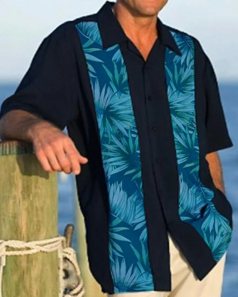 Men's casual printed shirt short sleeve -08