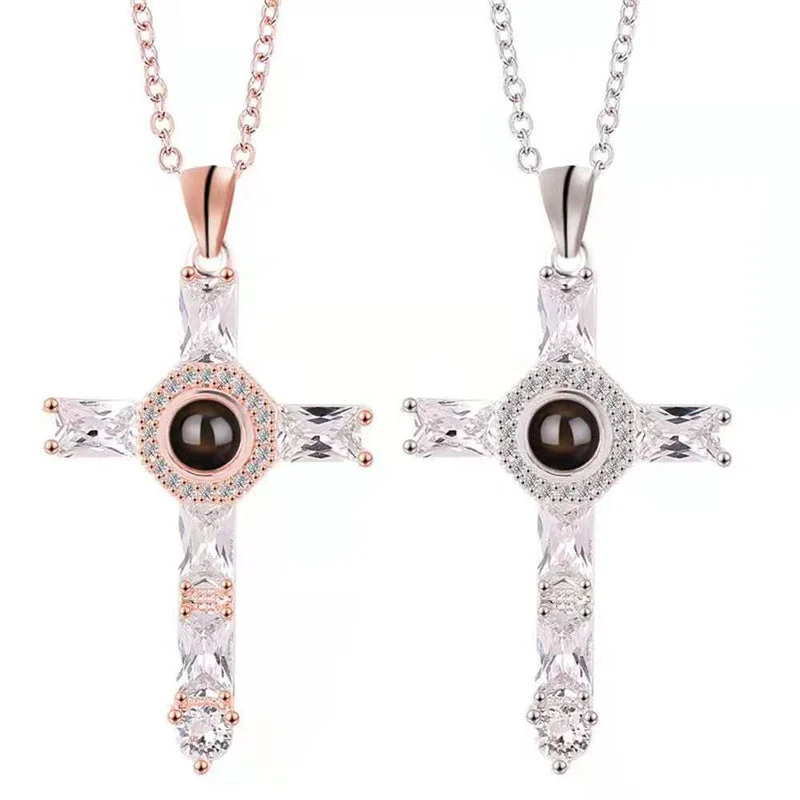 Crystal Cross Projection Necklace