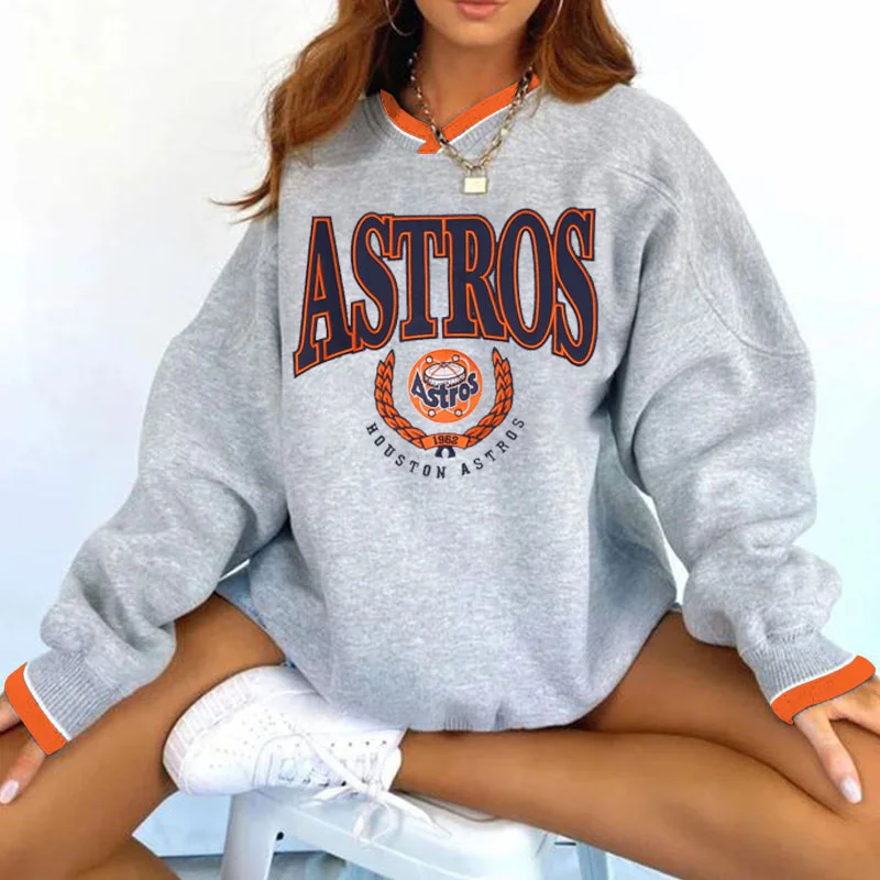  Women's Vintage Support Houston Astros Baseball  Print Sweatshirt
