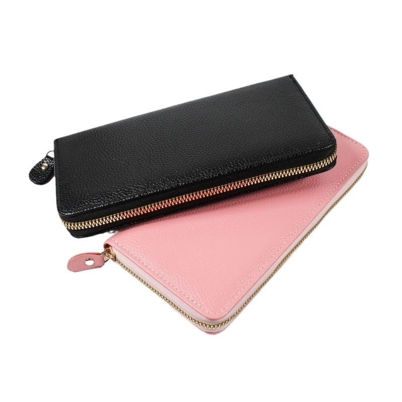 Women’s Solid Color Pu Leather Zipper Wallets