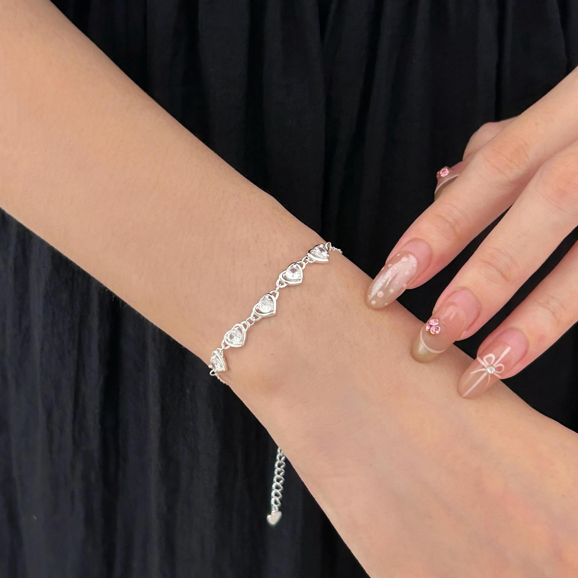 925 Sterling Silver Korean Heart Silver Handmade Bangles