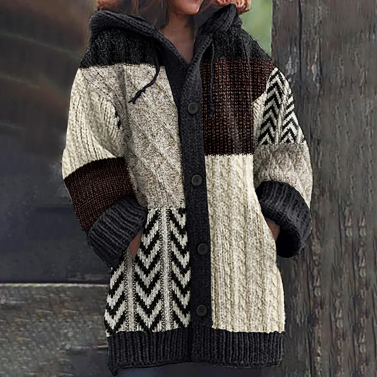 VChics Vintage Fairman Island Patchwork Knit Jacquard Cardigan Sweater