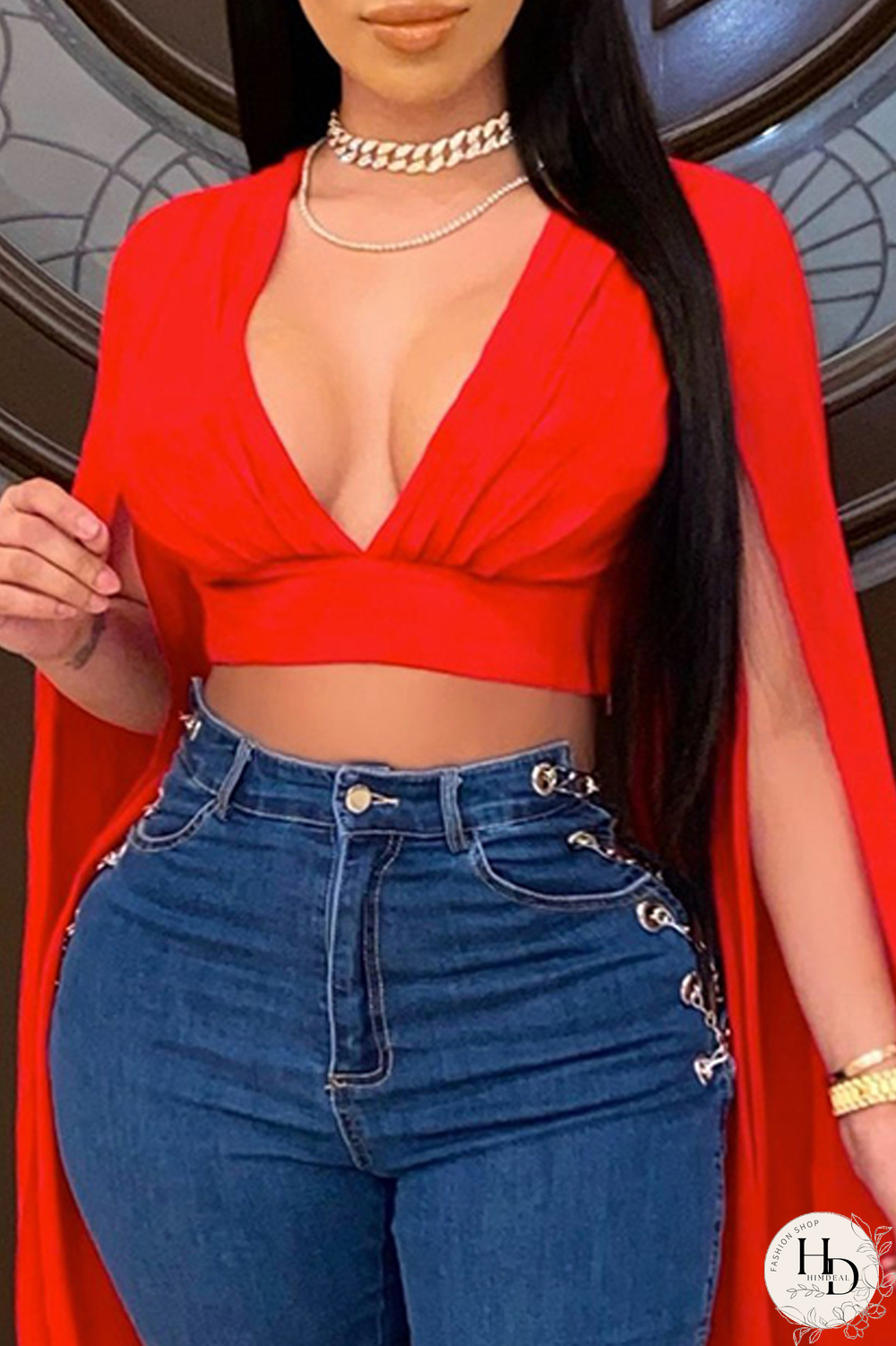 Black Casual Solid Patchwork V Neck Tops