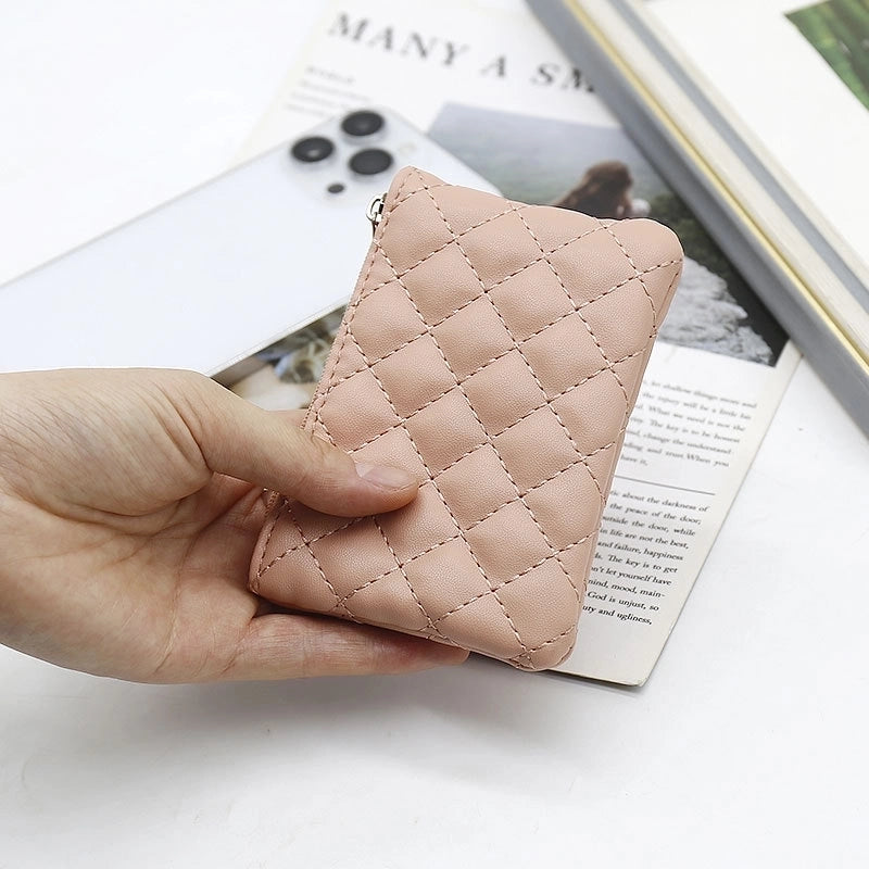 Unisex Plaid Pu Leather Zipper Wallets