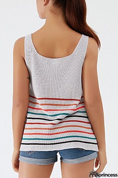 Striped V-Neck Wide Strap Tank