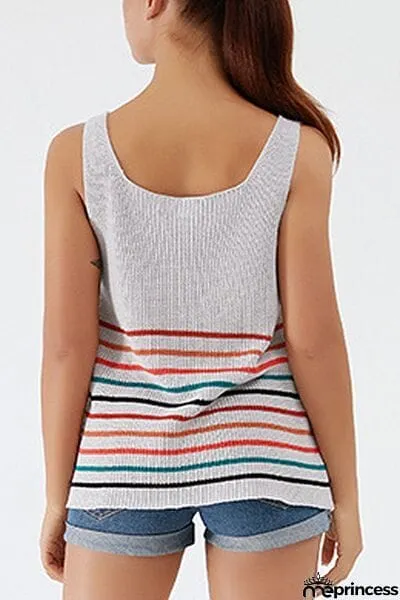 Striped V-Neck Wide Strap Tank