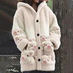 Lovely Fuzzy Pigs Gradient Cozy Hooded Cardigan - Image 6