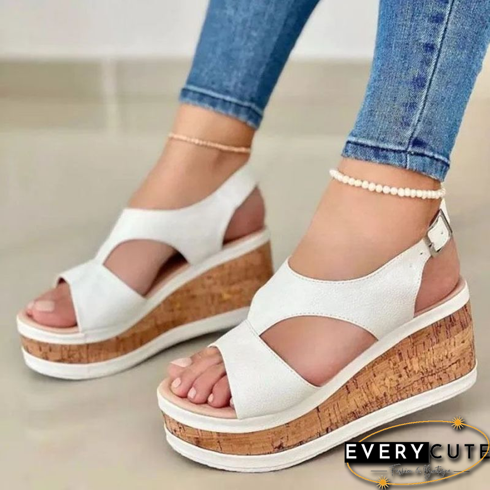 Women Wedge Sandals New Summer Female Fshion Buckle Platform Sandals Ladies High Heels Leisure Non-slip Large Size 35~43