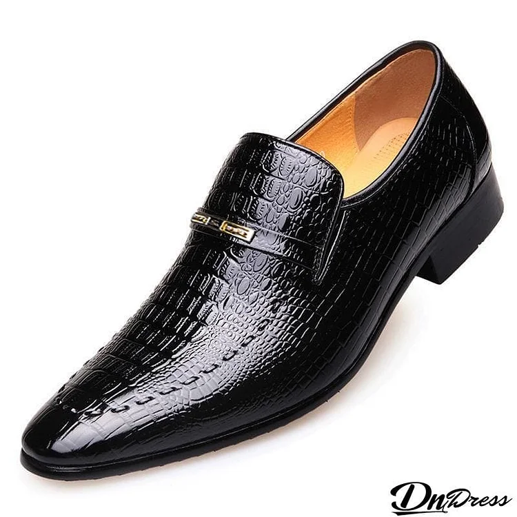 Casual Trendy Low-Top Slip-On Alligator Pattern Dress Shoes For Men