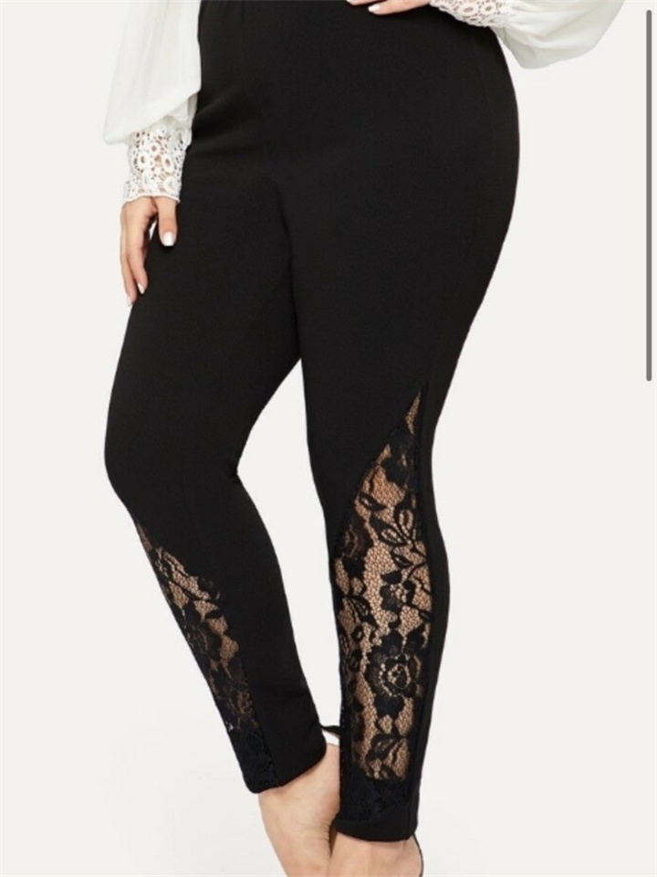 Women's Plus Size Pants Trousers Solid Color Floral Sporty Casual Daily Holiday Natural Full Length Winter Fall Black L XL XXL 3XL 4XL