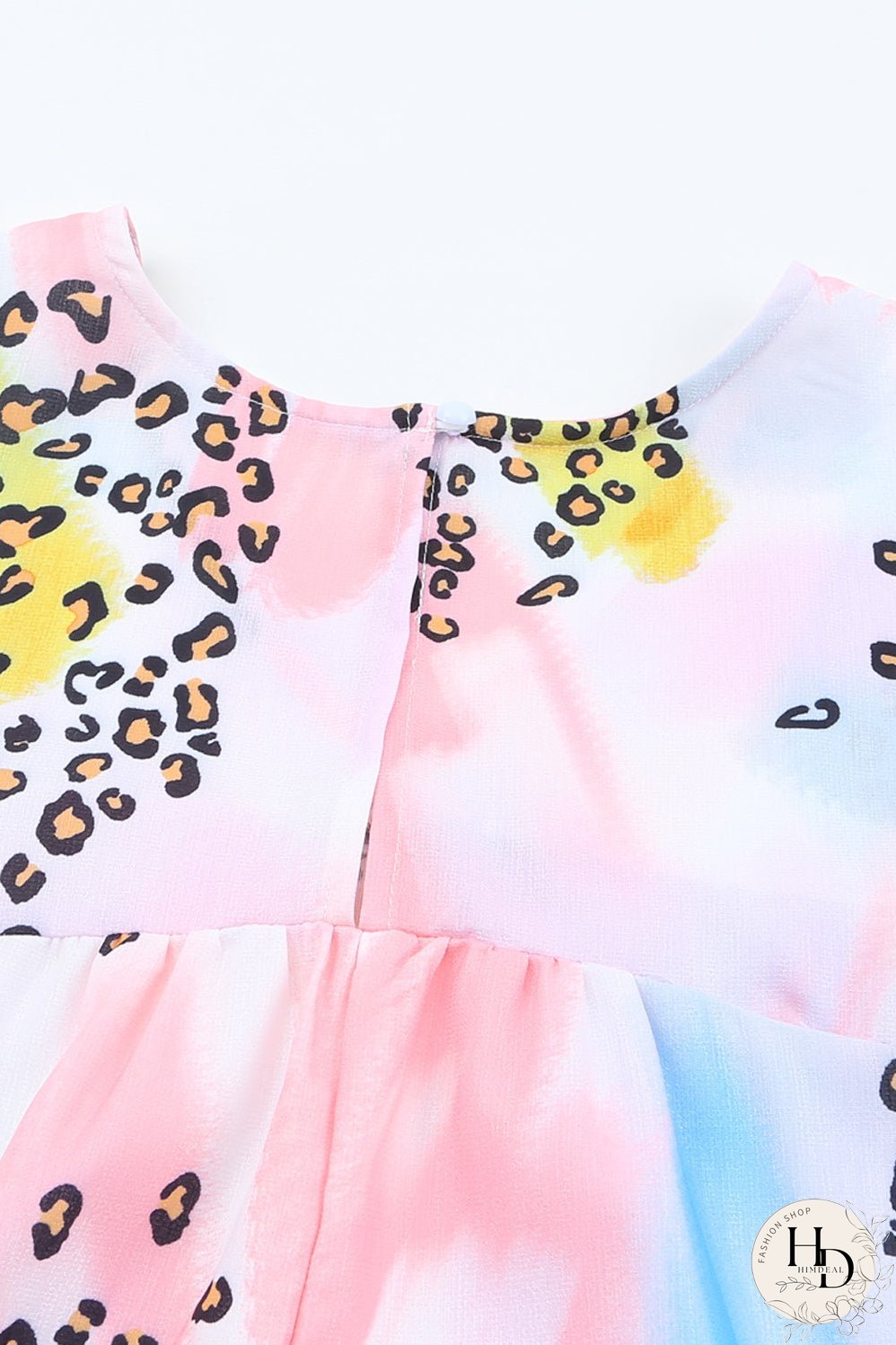 Whimsical Watercolor Animal Print V-Neck Blouse