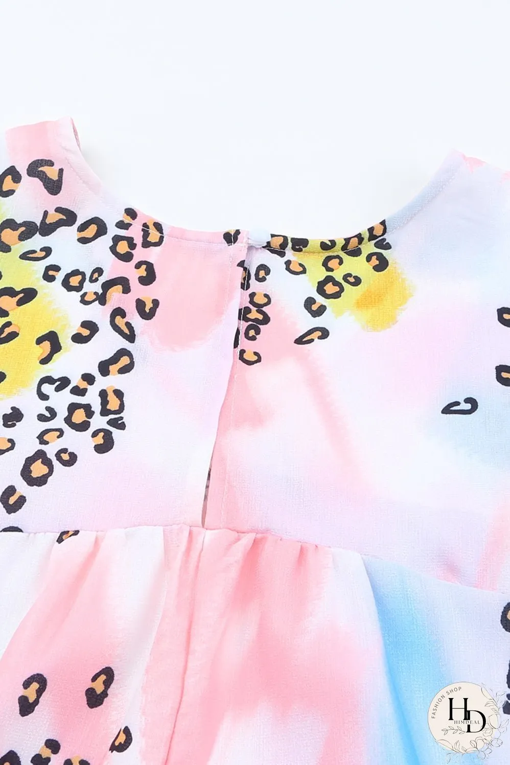 Whimsical Watercolor Animal Print V-Neck Blouse