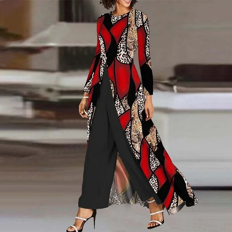 Glamorous Print Long Sleeve Two Piece Set