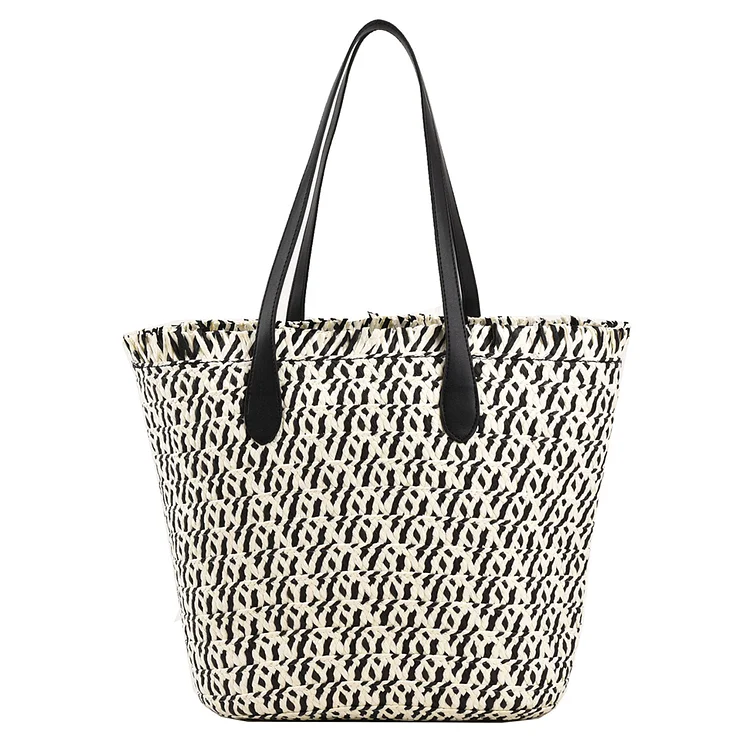 Summer Shoulder Bag Paper Rope Hand-Woven Handbags Portable for Seaside Holiday-Annaletters