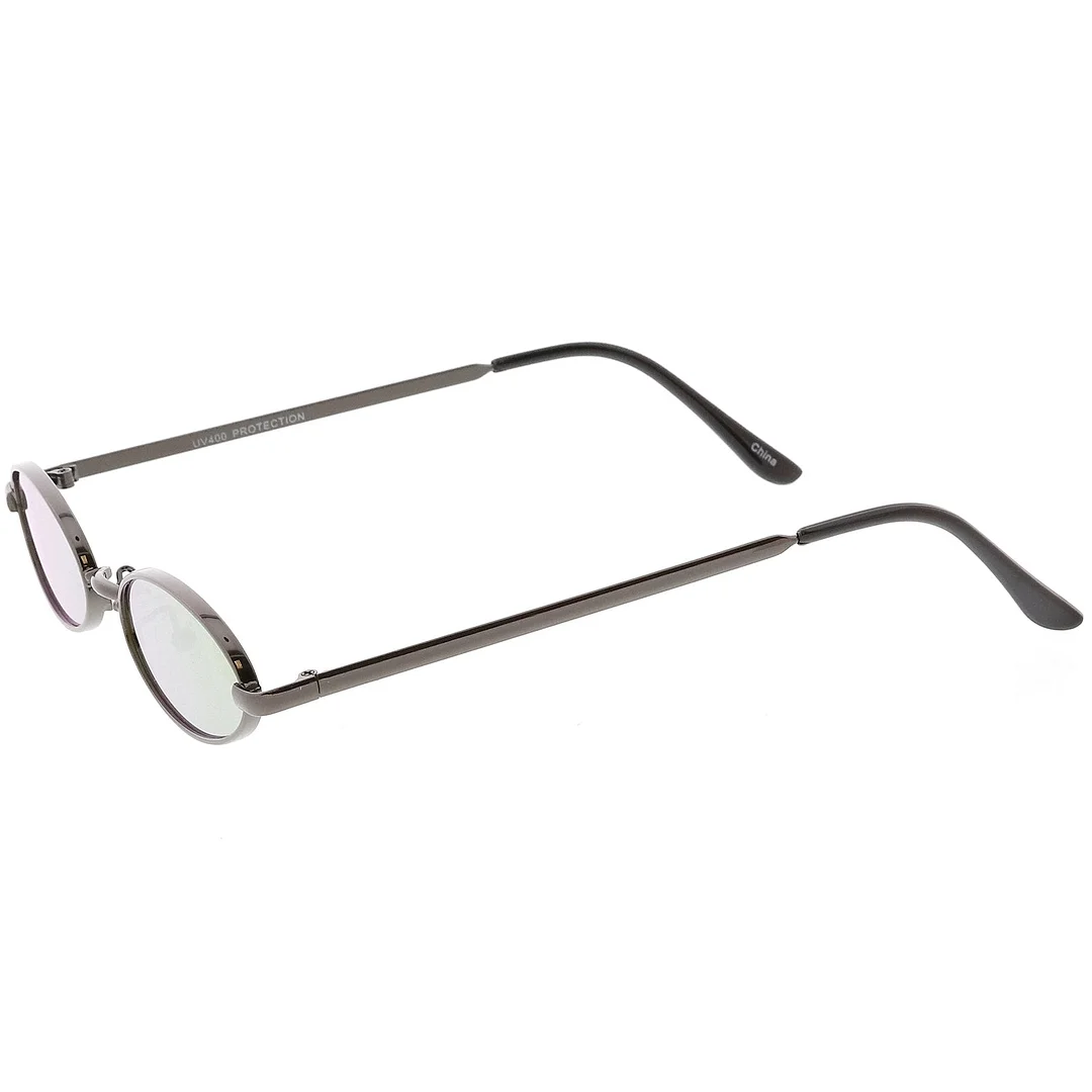 Extreme Small Oval glasses Color Mirrored Flat Lens 51mm