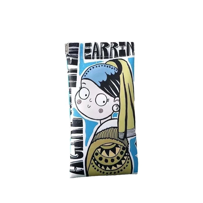 Minimalist Cartoon Pu Leather Unisex Glasses Pouch