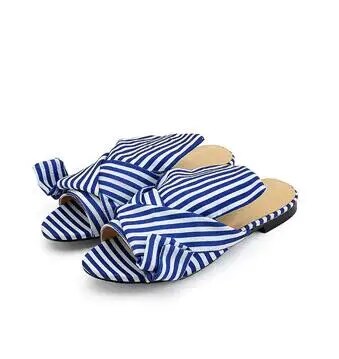 VCSHOES Stripe Grid Satin Fabric Knot Covered Slipper Sandals Women Peep Toe Slingback Low Heels Leisure Street Slide Shoes