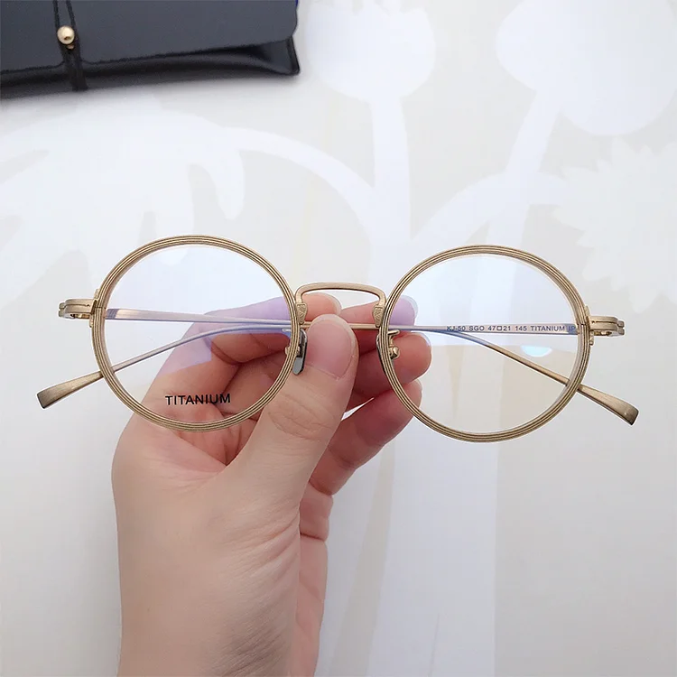 KANE KJ-50 Japanese Top Brand Titanium Eyeglasses Frames Vintage Men Designer Hand-made Glasses Women Oval Myopia Sunglasses
