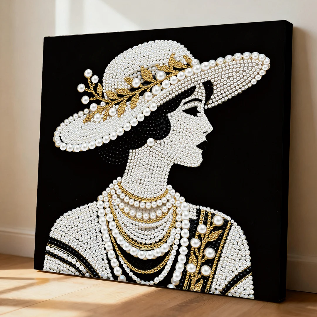 Lady DIY Pearl Art Diamond Painting Kit for Adults Home Decor 25x25cm With Frame