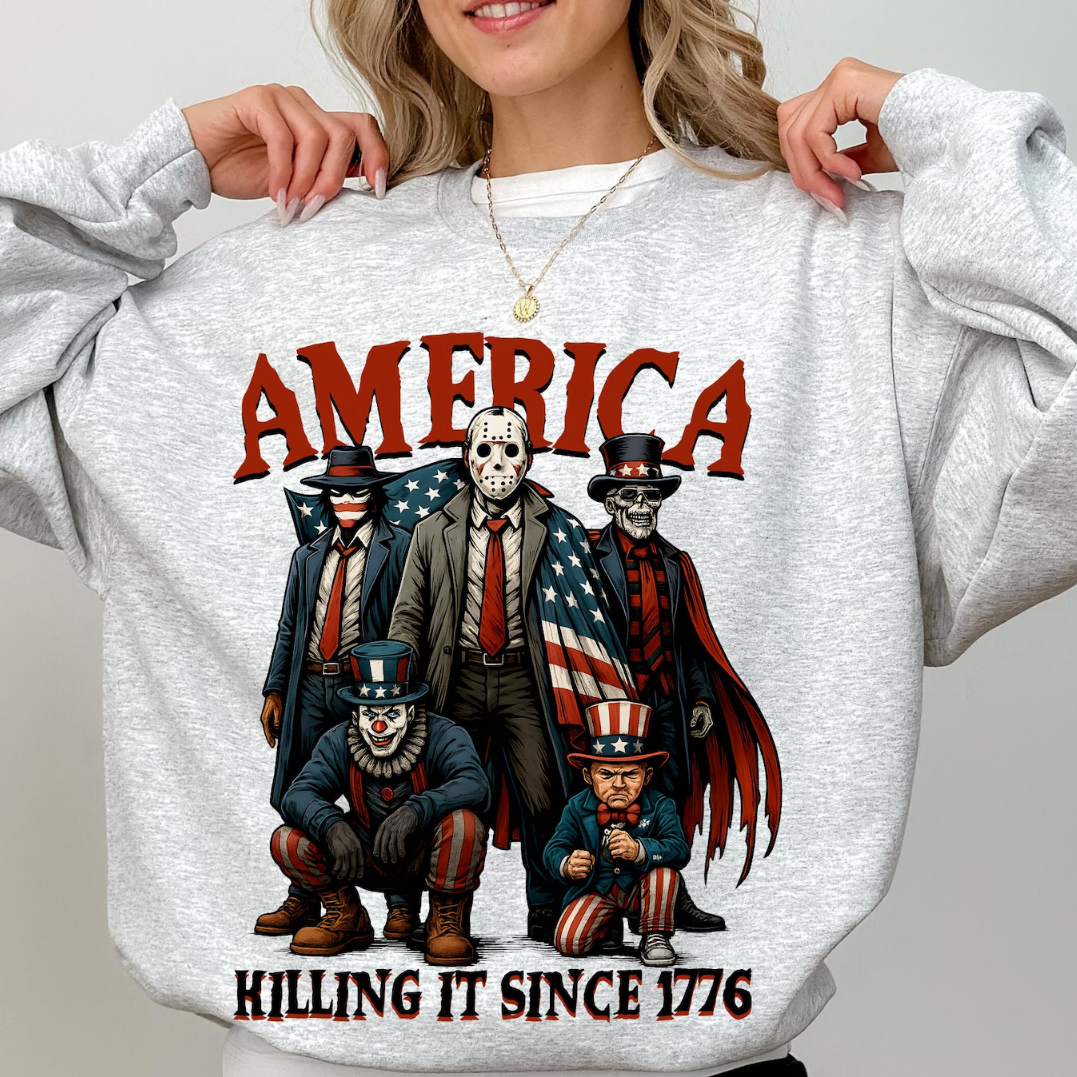 Loveyoufancy America Killing It Since 1776 Shirt, Horror Movie 4th Of July Shirt, Thug Life Killers Tee