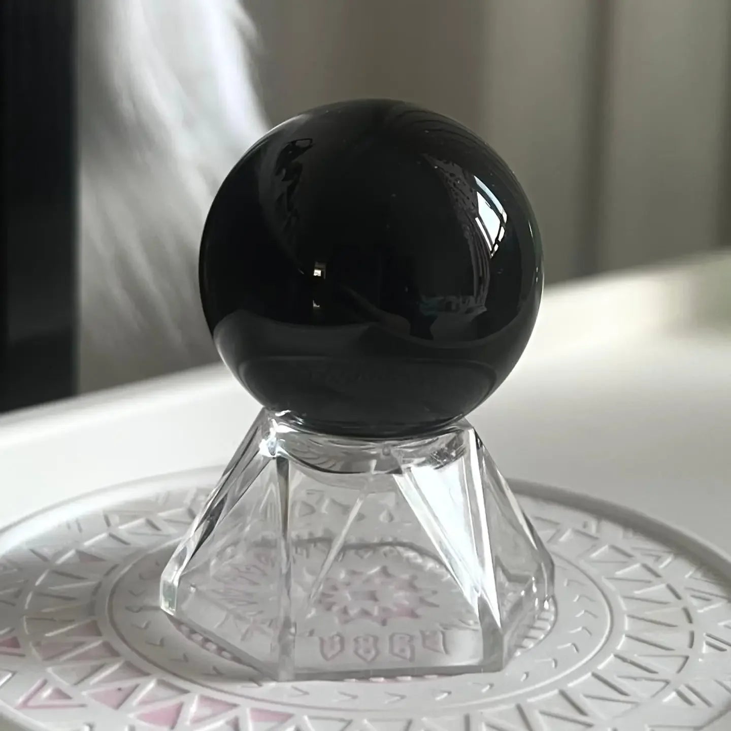 Natural black obsidian sphere polished crystal ball