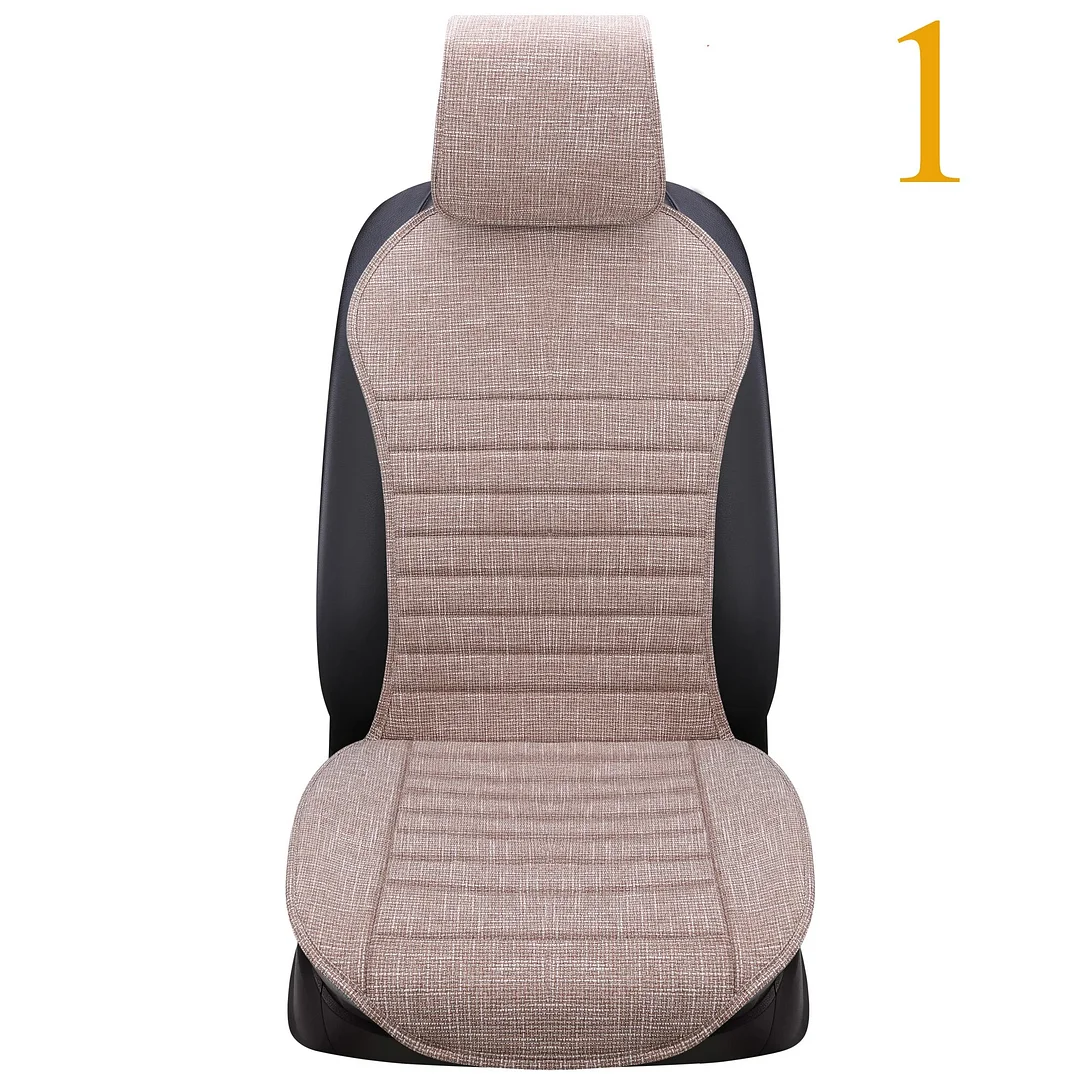 Summer Flax Car Cover With Backrest Hat Beige Front Seat Cushion Protector Auto Automotive Interior for Truck Suv MPV