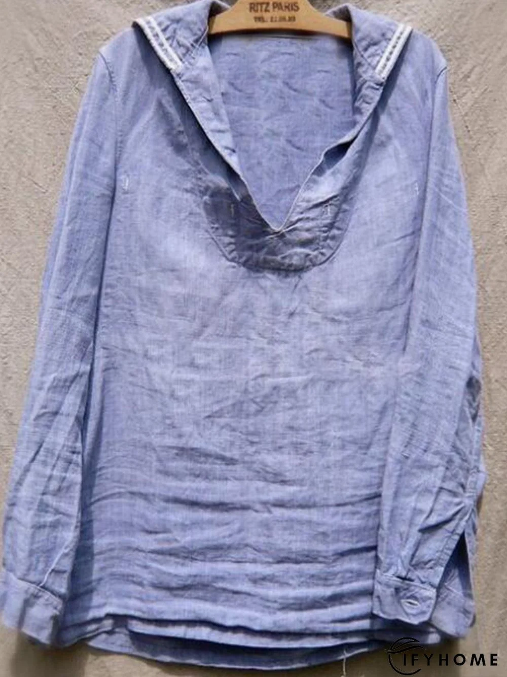 V Neck Casual Cotton-Blend Loose Blouses | IFYHOME