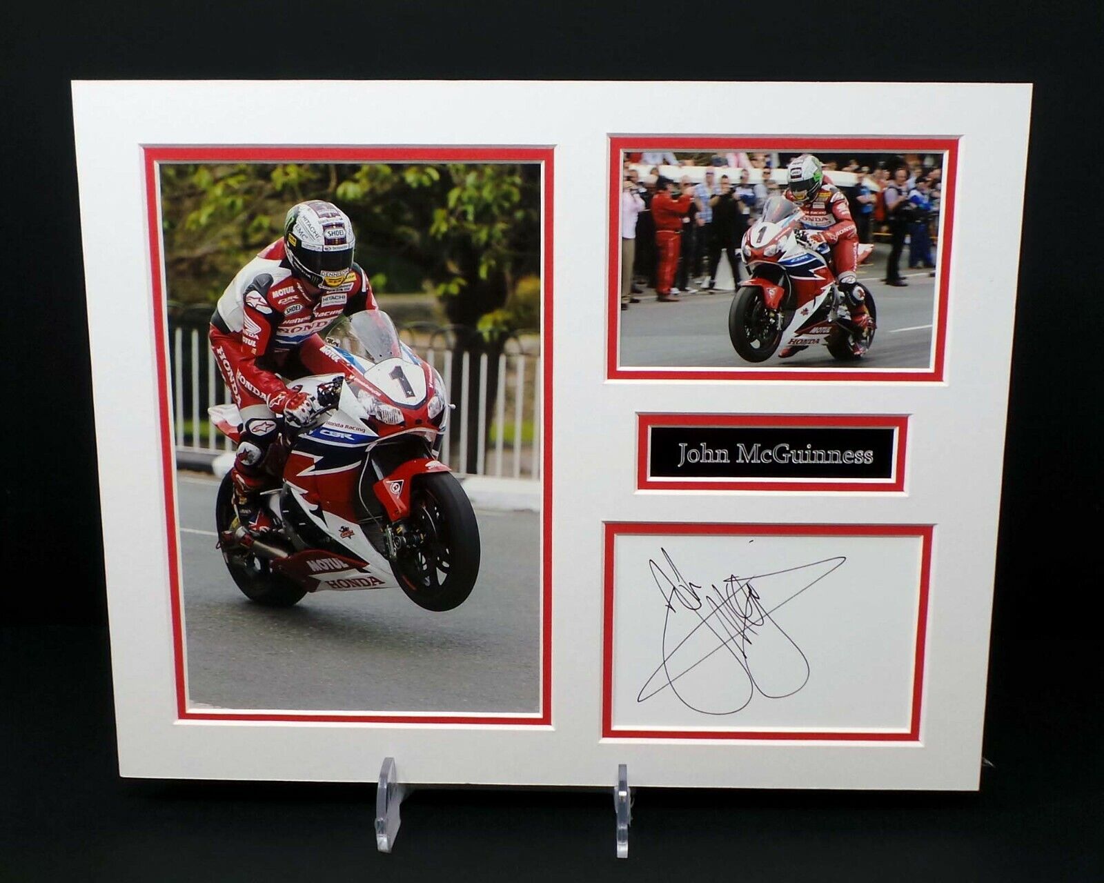 John McGUINNESS Signed Mounted Photo Poster painting Display AFTAL RD COA Isle of Man TT Legend