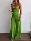 Solid Color Sexy Backless Jumsuits