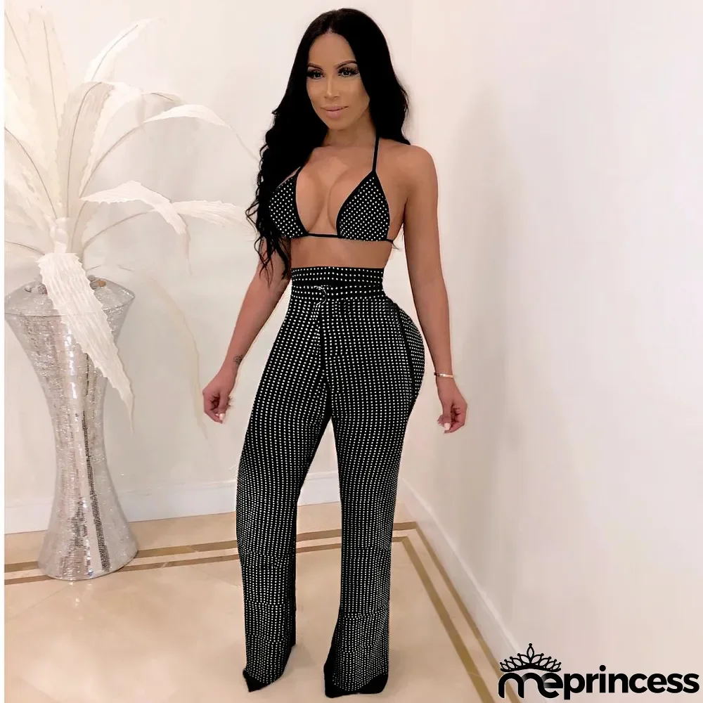 Sexy Halter Bra Top And Pants Two Piece Sets